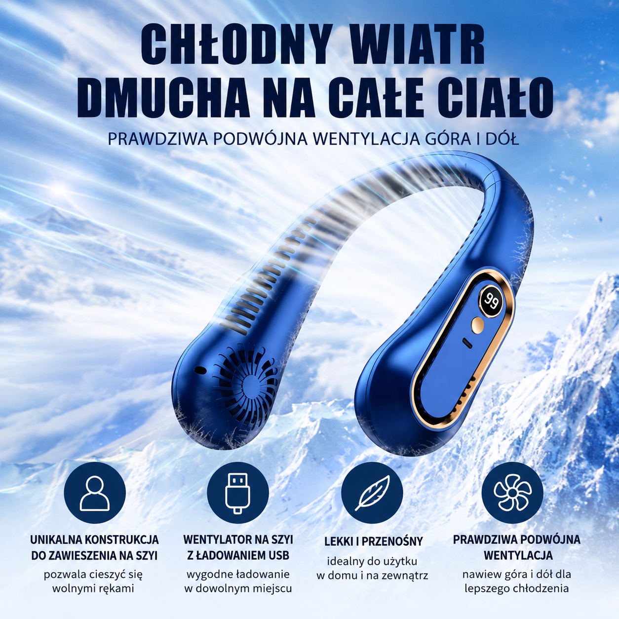 Przenośny wentylator na szyję